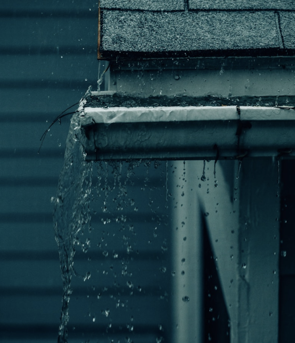 water falling from the roof