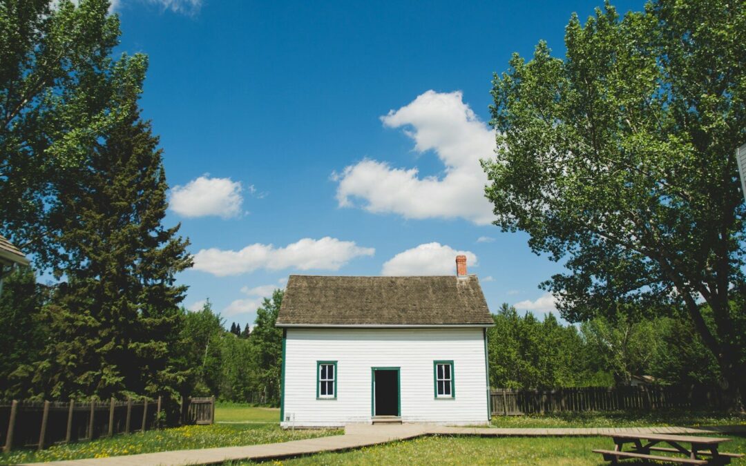 white wooden house between trees